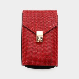 Rectangle Red Rhinestone Crystal Purse Bling Formal Crossbody Bag